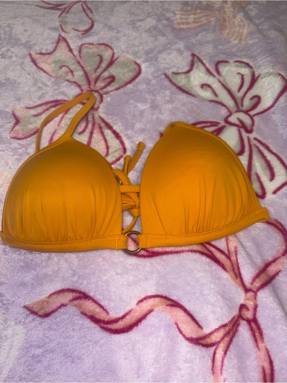 aerie Orange Lace-Up Push-Up Bikini Top